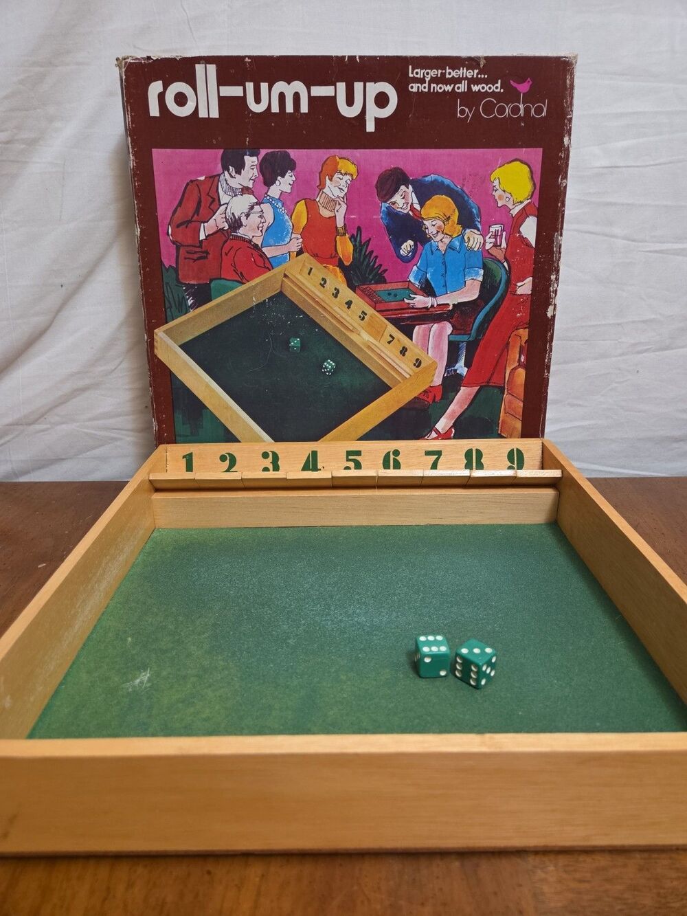 Roll-Um-Up by Cordinal Board Game With Dice and Original Box Vintage Rare